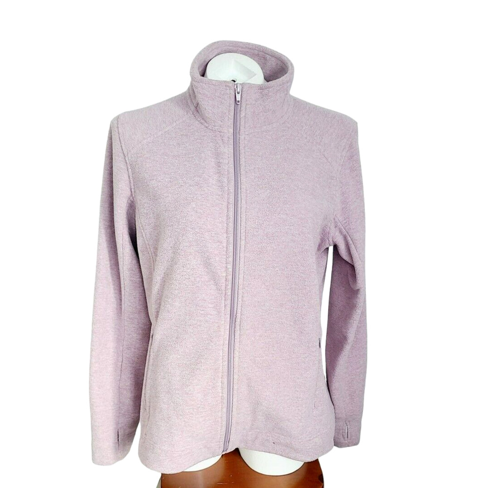 Duluth Trading Co Womens Lavender Fleece Full Zip Jacket Thumbholes Large‎